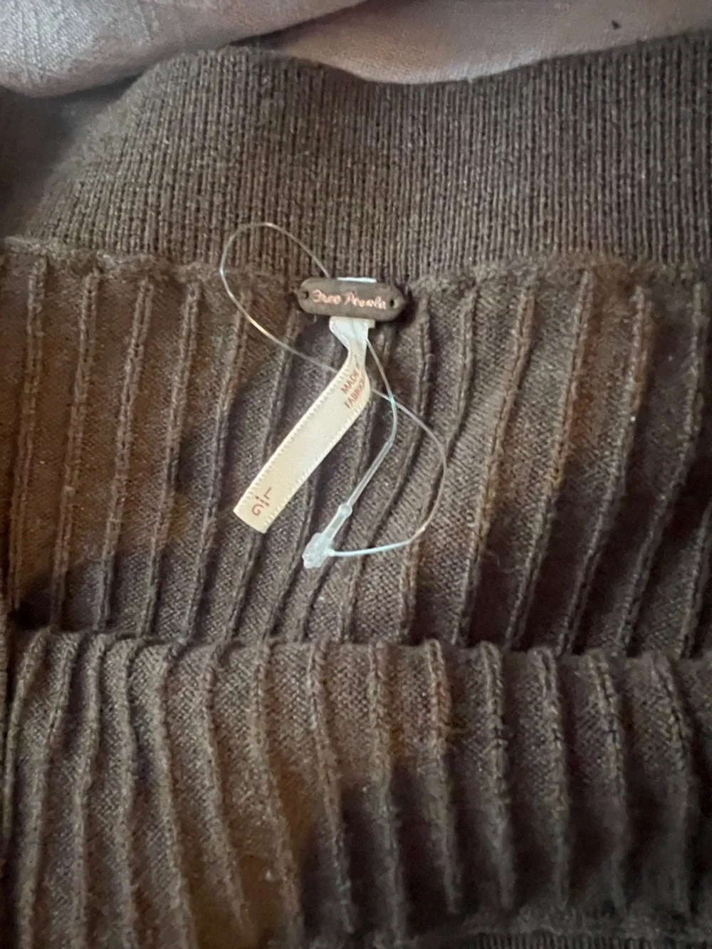 Free People Olive Ribbed Pencil Skirt with Front Slit - Picture 2 of 3
